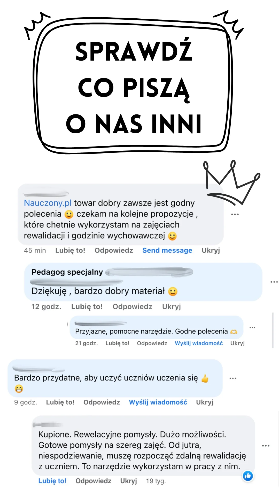 opinie 1 nowe Obrazek przedstawia komentarze z facebooka