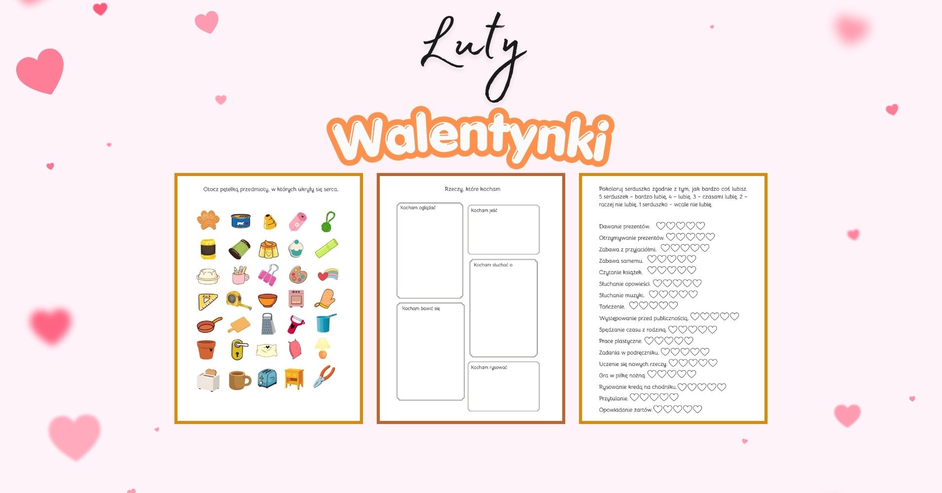 Walentynki karty pracy