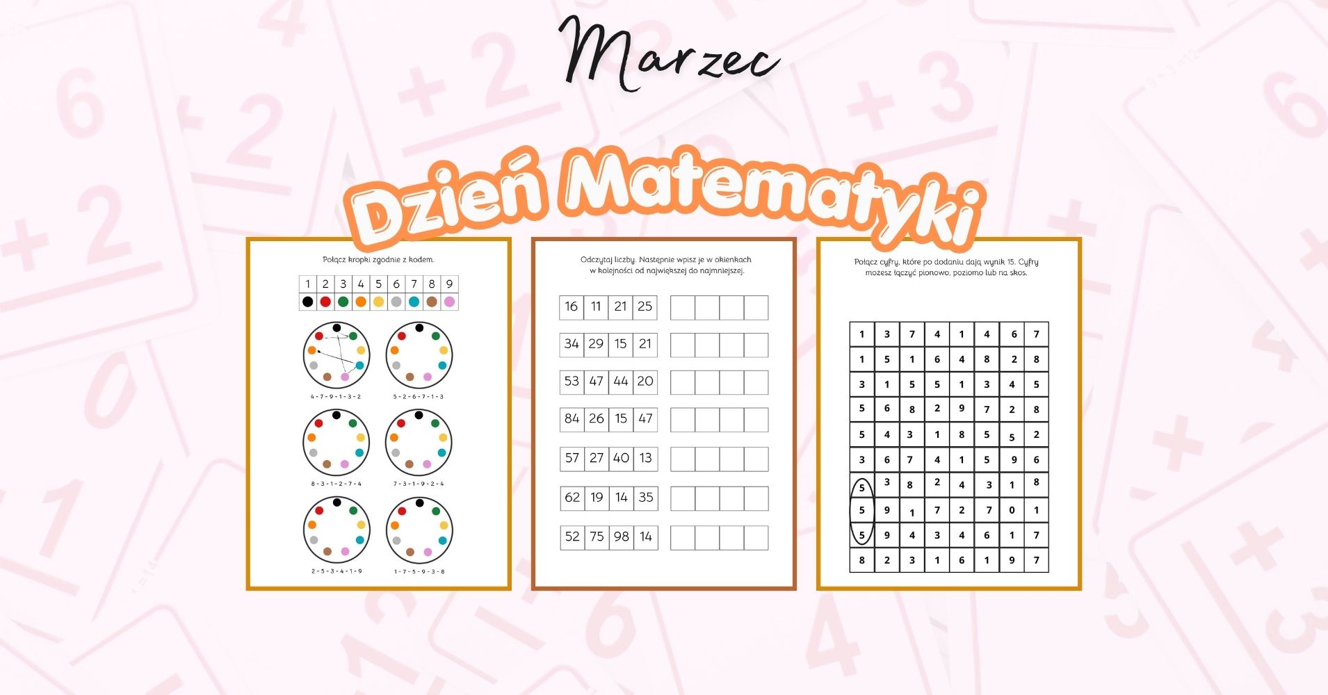 Dzień matematyki karty pracy